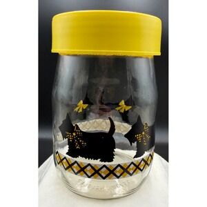 VTG Scottie Dog Carlton Glass Canister w/Lid Cookie Treat Jar Scottish Terrier